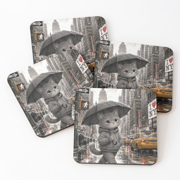 Item preview, Cool Cat Walking in Rain – NYC Illustration designed and sold by AstraDrip Studio.
