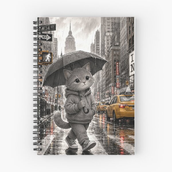 Item preview, Cool Cat Walking in Rain – NYC Illustration designed and sold by AstraDrip Studio.