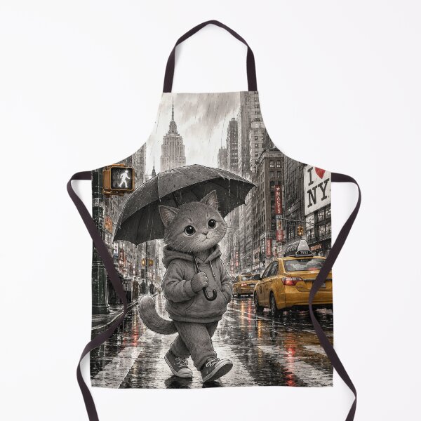 Item preview, Cool Cat Walking in Rain – NYC Illustration designed and sold by AstraDrip Studio.