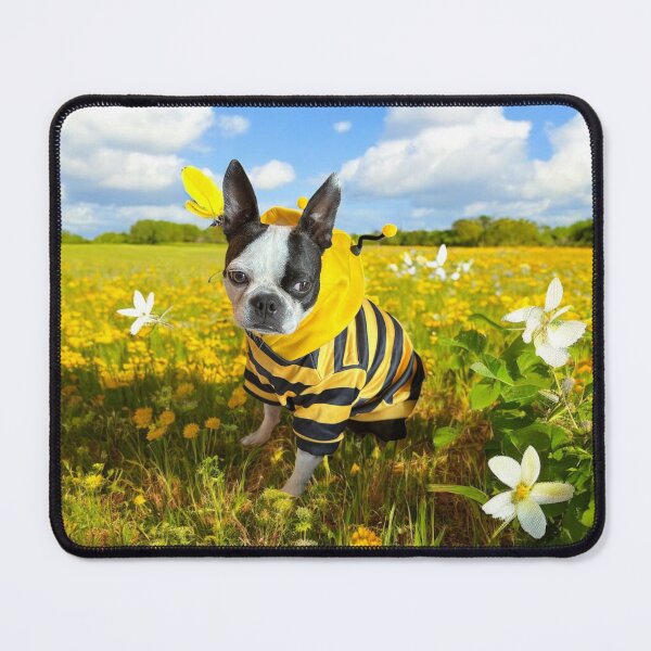 Item preview, Boston Terrier in Bee Costume in Flower field designed and sold by DancinginDaisys.
