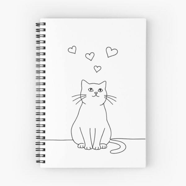 Item preview, Cute Minimalist Cat with Floating Hearts Line Art designed and sold by K-vino.