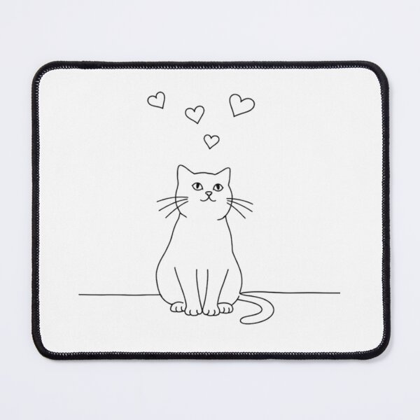 Item preview, Cute Minimalist Cat with Floating Hearts Line Art designed and sold by K-vino.