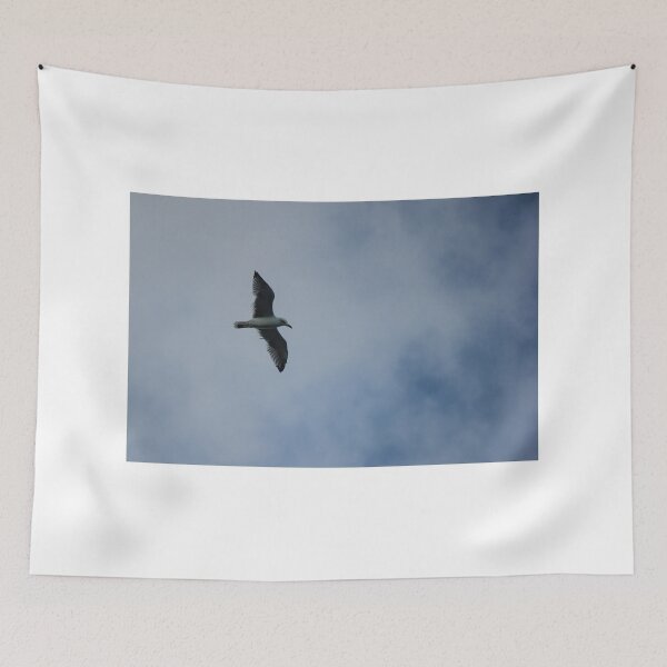 Item preview, Seagull Flying Over Blue Cloudy Sky Provides Peaceful Coastal Bird In Flight Photograph designed and sold by Nmallia.
