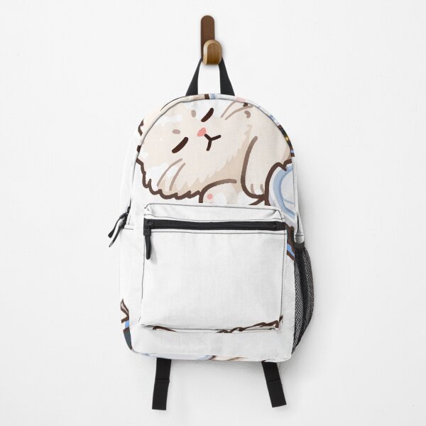 Item preview, White Cat Sleeping While Angry Robot Vacuum Can’t Pass designed and sold by OksArtStudio.