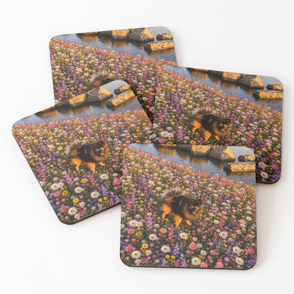 Item preview, Pomeranian dog on flowers  designed and sold by envycollection.