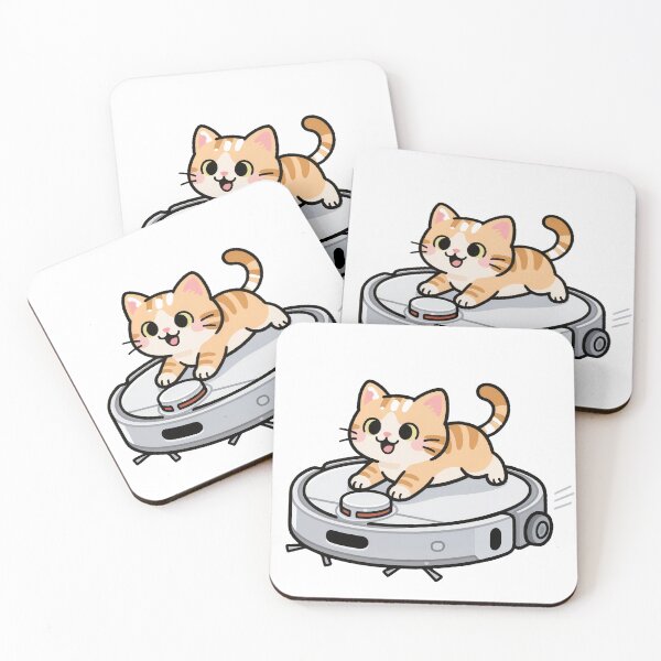 Item preview, Happy Cat Riding on Robot Vacuum Cleaner to “Work” designed and sold by OksArtStudio.