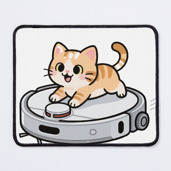 Item preview, Happy Cat Riding on Robot Vacuum Cleaner to “Work” designed and sold by OksArtStudio.