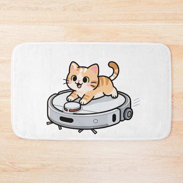 Item preview, Happy Cat Riding on Robot Vacuum Cleaner to “Work” designed and sold by OksArtStudio.