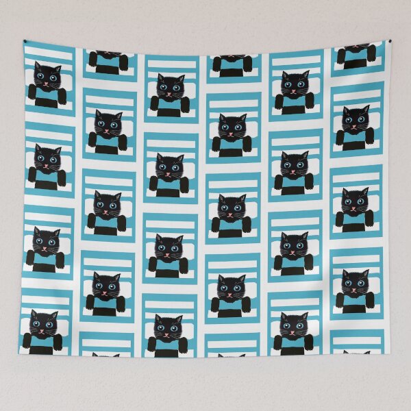Item preview, Playful Black Cat with Blue eyes designed and sold by Elaine M Hayward .