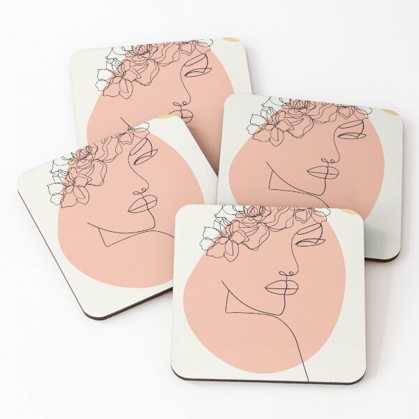 Item preview, Terracotta Boho Line Art Woman Face - Minimalist Face with Flowers Poster designed and sold by Mora  Lisa.