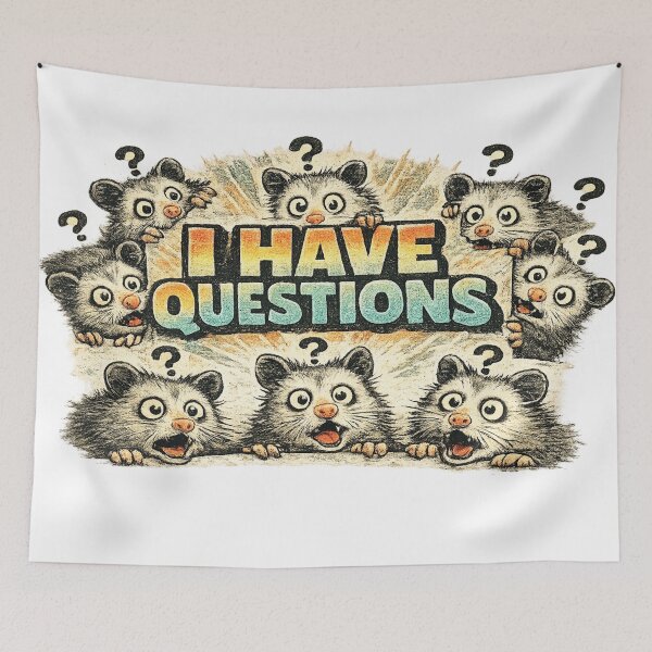 Item preview, I Have Questions Funny Confused Possum Meme Sticker designed and sold by irfanshikh.