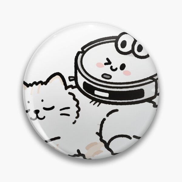Item preview, Sleepy Cat Resting While Robot Vacuum Rides on Top of Him designed and sold by OksArtStudio.