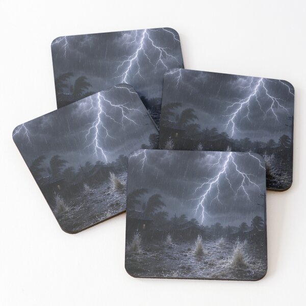 Item preview, Lightning Storm Over Flooded Town | Dramatic Thunderstorm Weather Art designed and sold by athanasioungr.