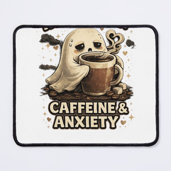 Item preview, Running On Caffeine And Anxiety Cute Ghost T-Shirt designed and sold by Globivara Studio.