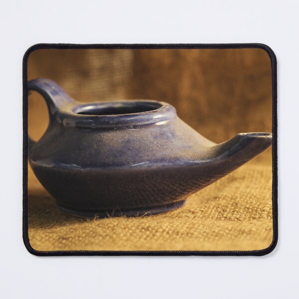 Item preview, Blue Ceramic Neti Pot On Burlap Fabric Still Life For Nasal Rinse And Sinus Care designed and sold by Nmallia.