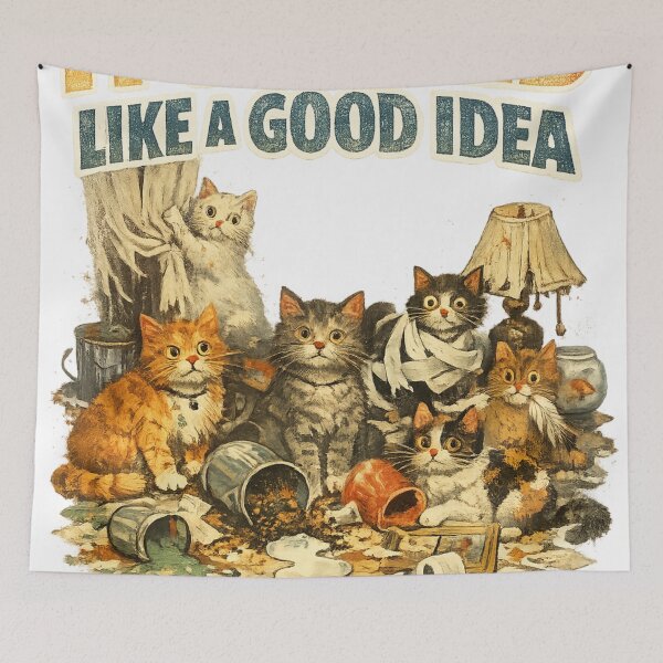 Item preview, It Seemed Like A Good Idea Funny Chaos Cats Meme Sticker designed and sold by irfanshikh.