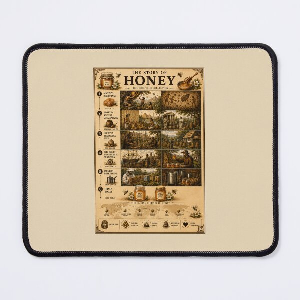 Item preview, Vintage Honey History Botanical Infographic Poster⁠ designed and sold by Easternpantry.