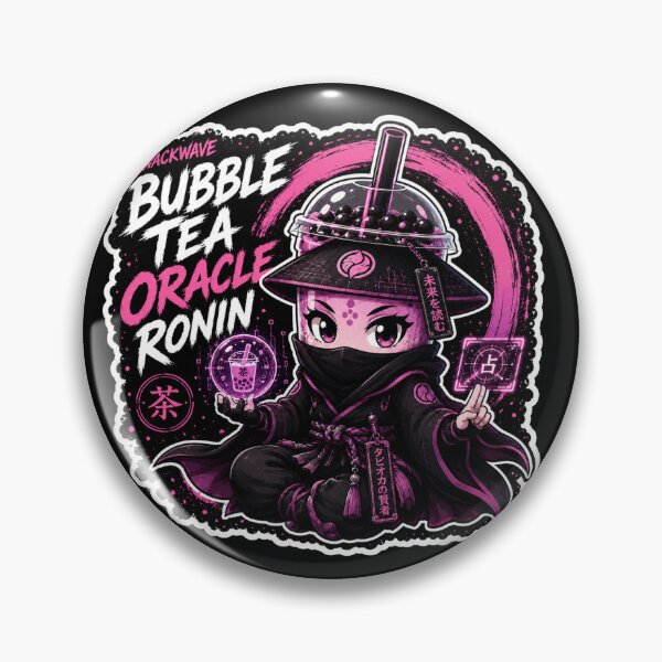 Item preview, Bubble Tea Oracle Ronin Cyberpunk Boba Fortune Teller Sticker designed and sold by Snackwave Ninety.