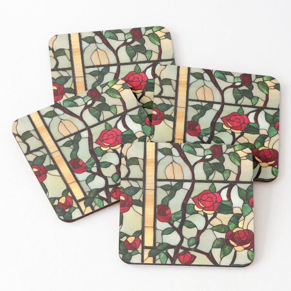 Item preview, Red Rose Pale Panel Stained Glass Photo Texture designed and sold by DigitaICraft.
