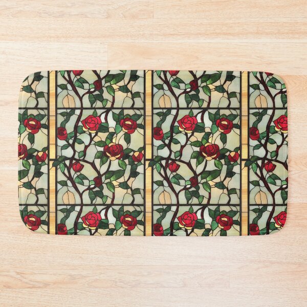 Item preview, Red Rose Pale Panel Stained Glass Photo Texture designed and sold by DigitaICraft.