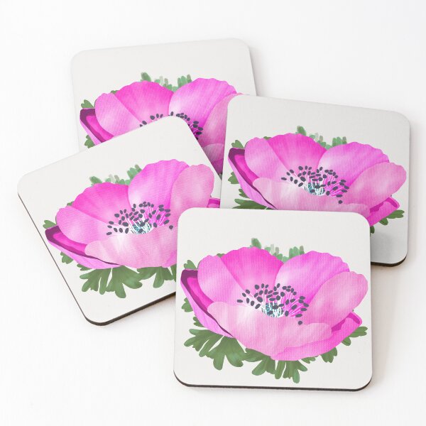 Item preview, Pink Vibrant Hand-Painted Anemone Botanical Flower Study designed and sold by altastudio.