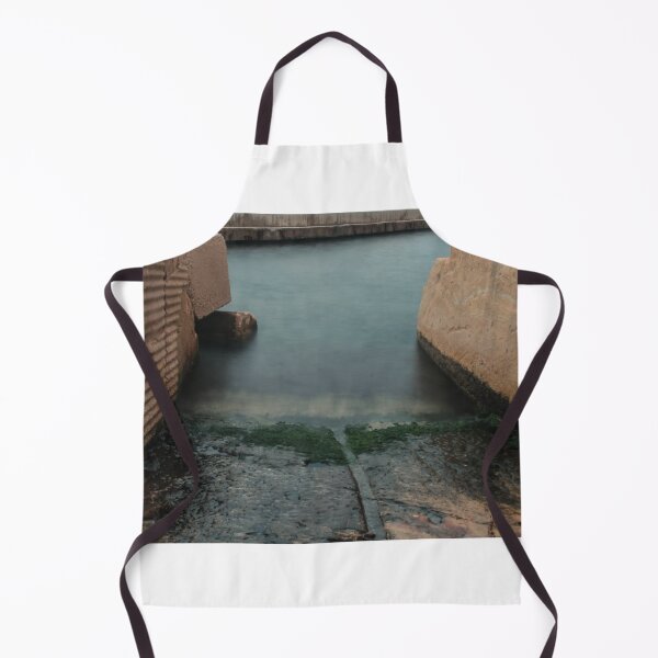 Item preview, Moody Coastal Harbor Slipway Between Concrete Rocks With Smooth Sea Water and Algae designed and sold by Nmallia.