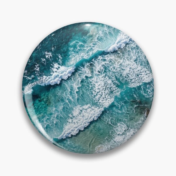 Item preview, Aerial Ocean Waves Crashing on Rocky Coast | Turquoise Sea Art designed and sold by SOUFIANE1991.
