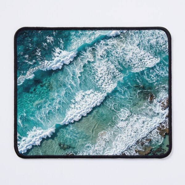 Item preview, Aerial Ocean Waves Crashing on Rocky Coast | Turquoise Sea Art designed and sold by SOUFIANE1991.