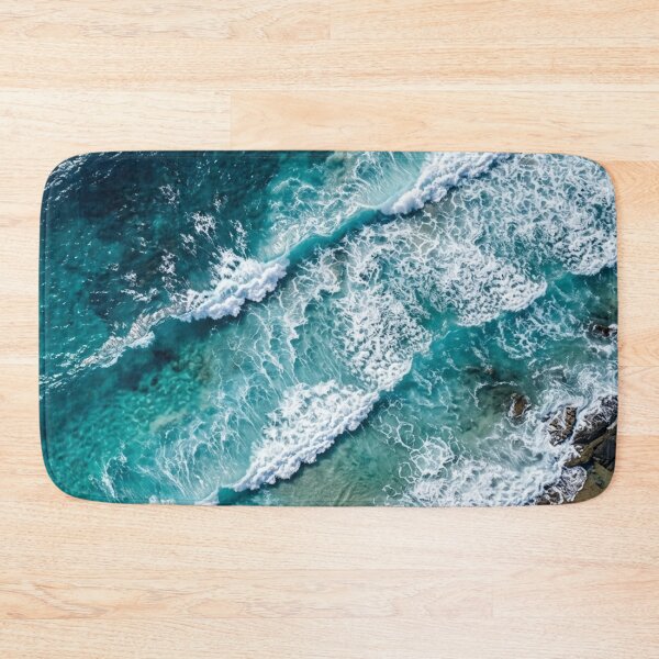 Item preview, Aerial Ocean Waves Crashing on Rocky Coast | Turquoise Sea Art designed and sold by SOUFIANE1991.