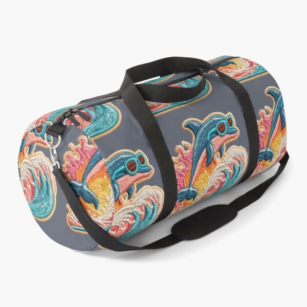 Item preview, Cool Embroidered Dolphin Riding Ocean Waves designed and sold by MegaNovaArt.