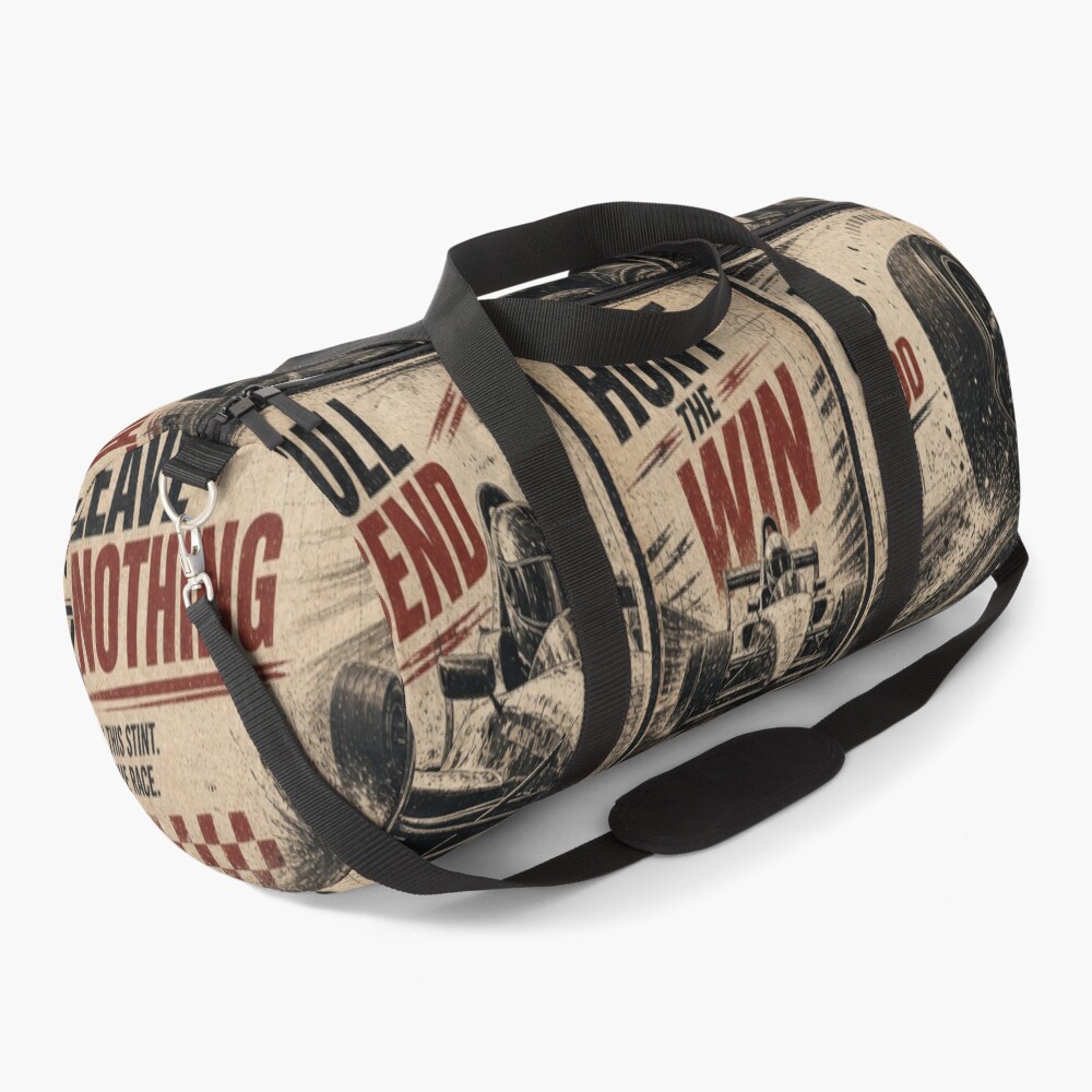 Vintage Pit Radio F1 Grand Prix Racing Poster 3 on a duffle bag