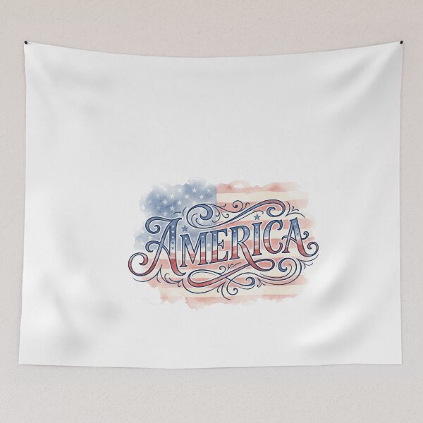 Item preview, Watercolor America Patriotic Flag Typography Design designed and sold by Paper Drip.