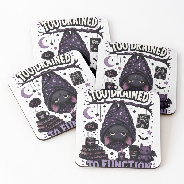 Item preview, Too Drained To Function Cute Goth Bat T-Shirt designed and sold by Globivara Studio.