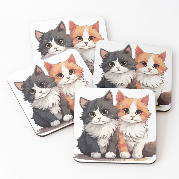 Item preview, Adorable Duo: Two Fluffy Kittens | Kawaii Cat Art designed and sold by Rawafi Art Studio.