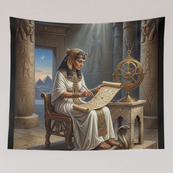 Item preview, Ancient Egyptian Astronomer Priestess in Temple | Seshat Goddess of Wisdom and Stars designed and sold by Queen Cleopatra.