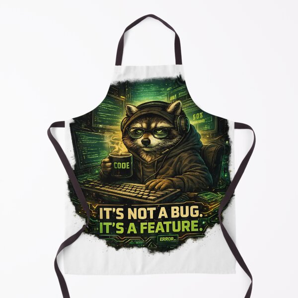 Item preview, Funny Programmer Raccoon - It's Not A Bug, It's A Feature designed and sold by DryHumorPrints.