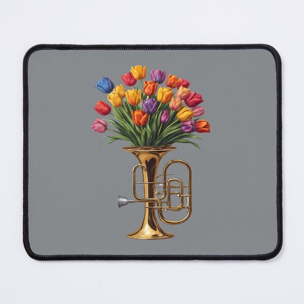 Item preview, Golden Tuba and Tulip Bouquet - World Music Day designed and sold by Art-Arcade6.