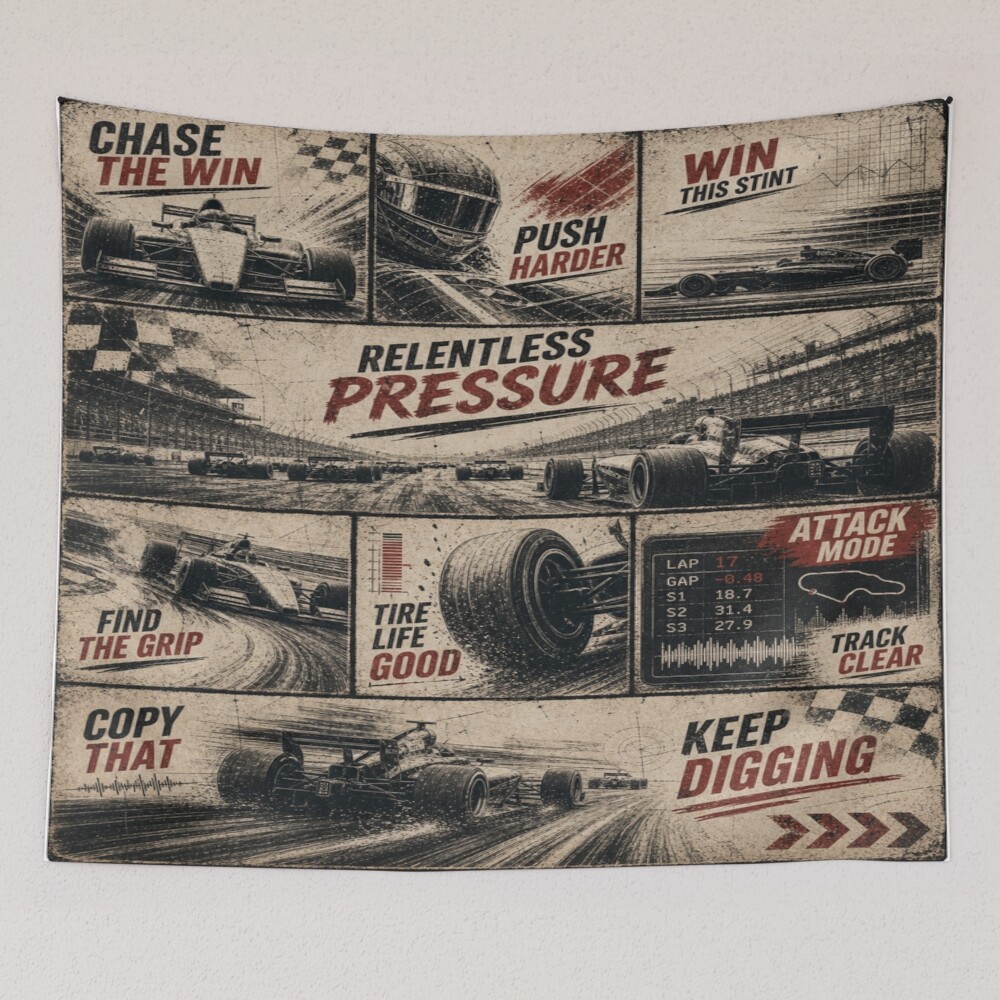Vintage Pit Radio F1 Grand Prix Racing Poster 4 on a tapestry