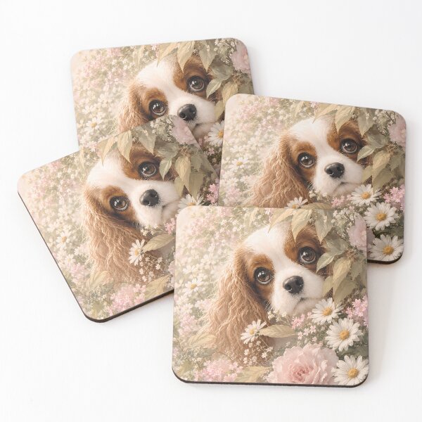 Item preview, Cute Cavalier King Charles Spaniel Among Roses designed and sold by ManJiangHong.