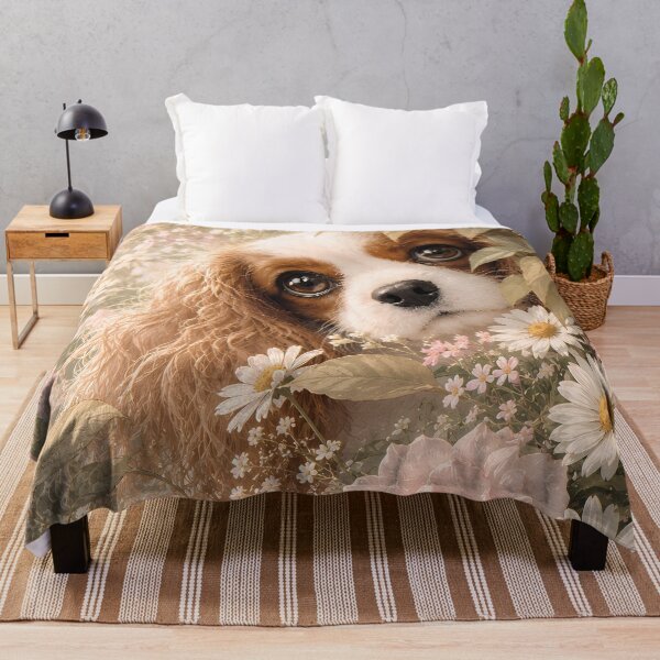 Item preview, Cute Cavalier King Charles Spaniel Among Roses designed and sold by ManJiangHong.
