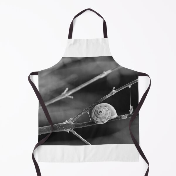 Item preview, Snail Shell on Thin Branches in Black and White Macro Photograph Evoking Minimal Serenity designed and sold by Nmallia.