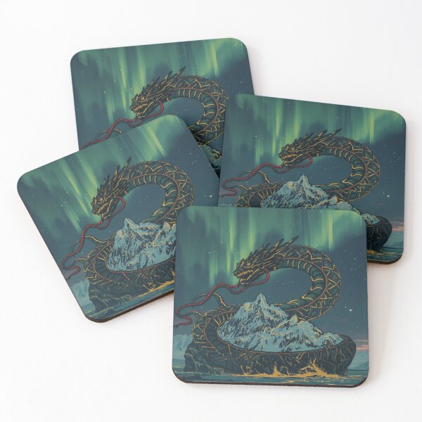 Item preview, Jormungandr Norse Serpent Aurora Borealis Art designed and sold by FrostAndFang.