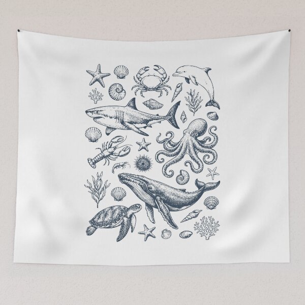 Item preview, Summer Coastal Ocean Life Doodle whale lover gift designed and sold by Amzkao.