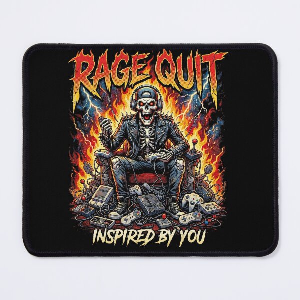 Item preview, Rage Quit Retro Gamer Skeleton Heavy Metal Graphic designed and sold by InspireByYou™.
