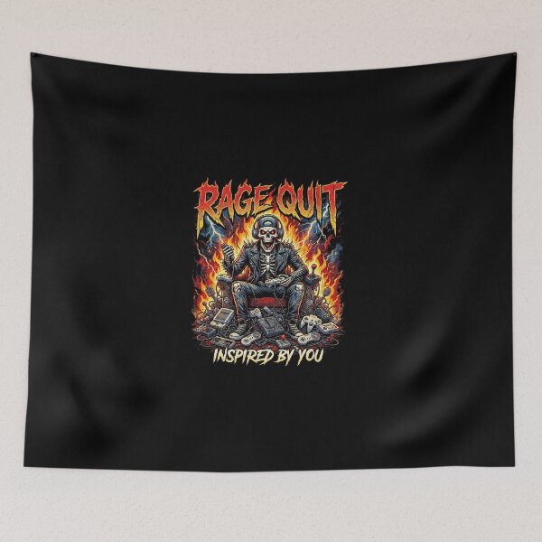 Item preview, Rage Quit Retro Gamer Skeleton Heavy Metal Graphic designed and sold by InspireByYou™.