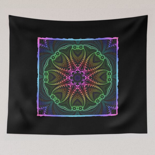 Item preview, Neon Fractal Mandala Kaleidoscope – Psychedelic Geometric Sacred Pattern designed and sold by ScreenPin.