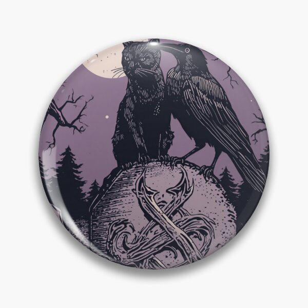 Item preview, Black Cat Raven Norse Tombstone Gothic Moon Art designed and sold by FrostAndFang.