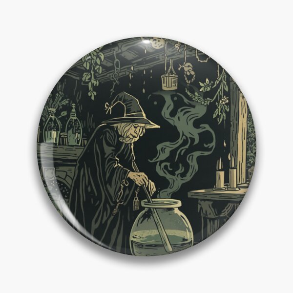 Item preview, Norse Witch Brewing Potion Dark Cabin Gothic Art designed and sold by FrostAndFang.