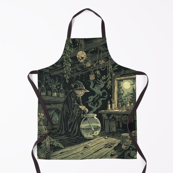 Item preview, Norse Witch Brewing Potion Dark Cabin Gothic Art designed and sold by FrostAndFang.