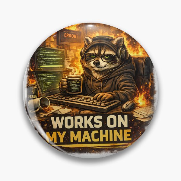 Item preview, Funny Raccoon Programmer - Works On My Machine designed and sold by DryHumorPrints.